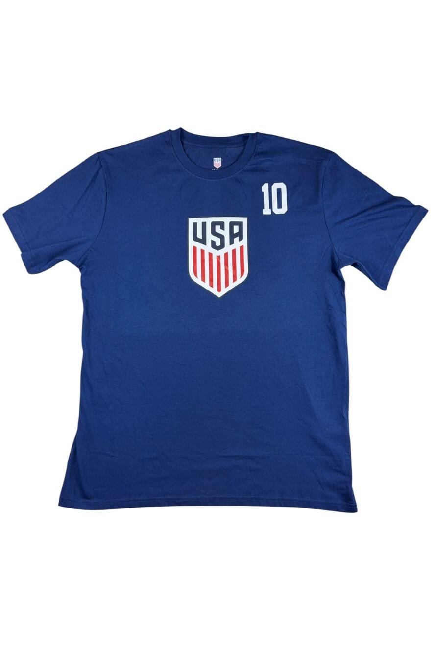 Christian Pulisic #10 USA Soccer T Shirt Men L USMNT Blue 2026 U.S. Soccer